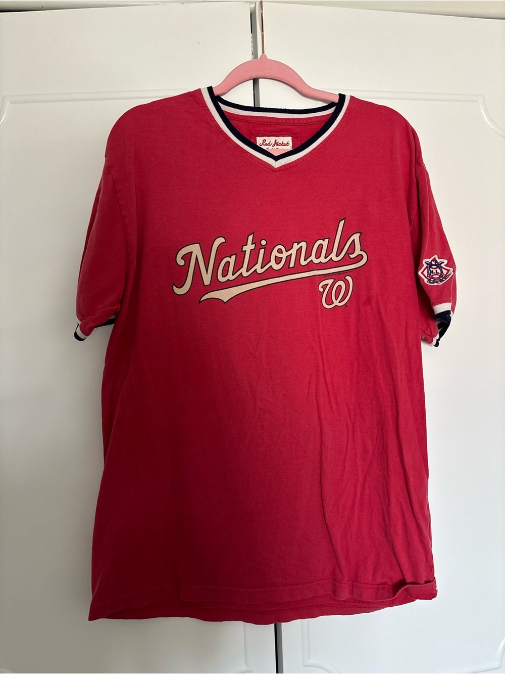 Red Jacket Red Tee with Navy & White Trim